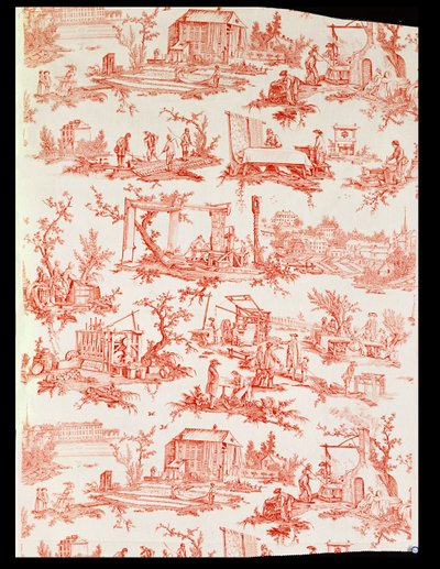 Toile de Jouy, illustrating the processes of manufacturing cotton, designed by Christophe Huet, French, 1783 by Unbekannt Unbekannt